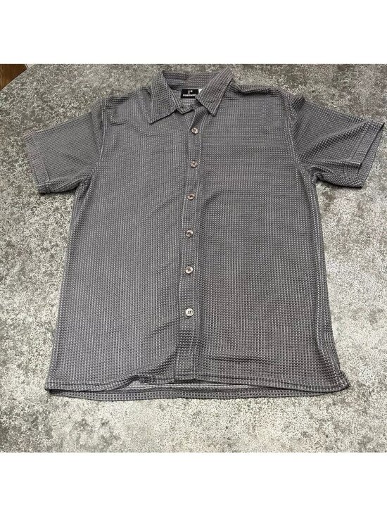 Positano Other - Vintage Positano Mens Disco Party Shirt Mesh Textured Size M Grey Open Collar